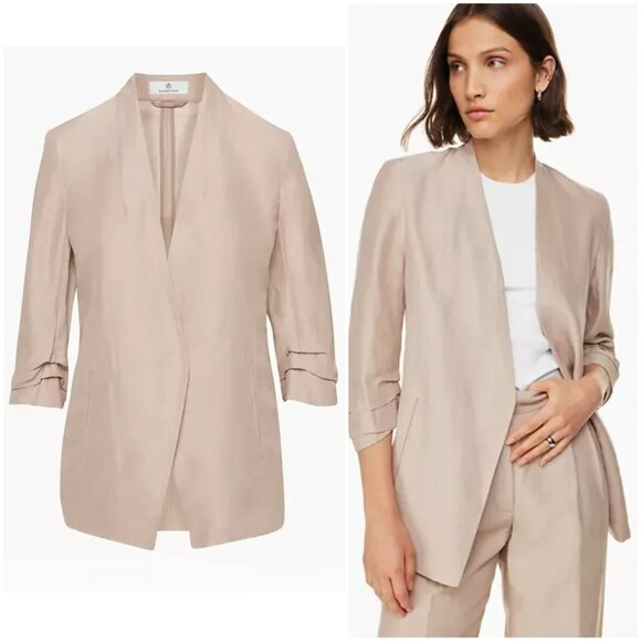 NWT Aritzia Babaton Macauley Blazer Linen Blend in Trace size 00 Neutral Office - Picture 1 of 13